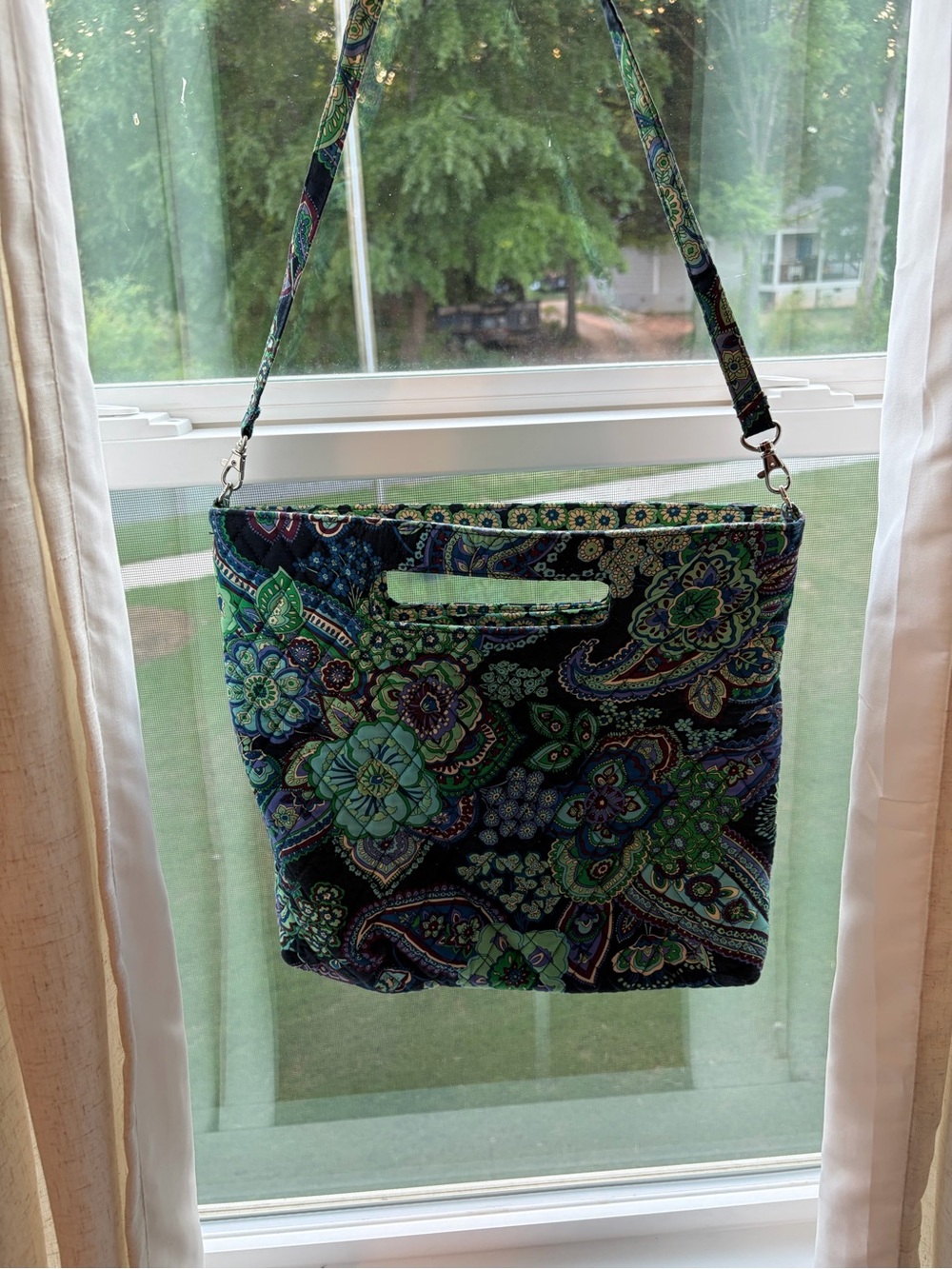 Vera Bradley Quilted Paisley Tote in Green and Blue